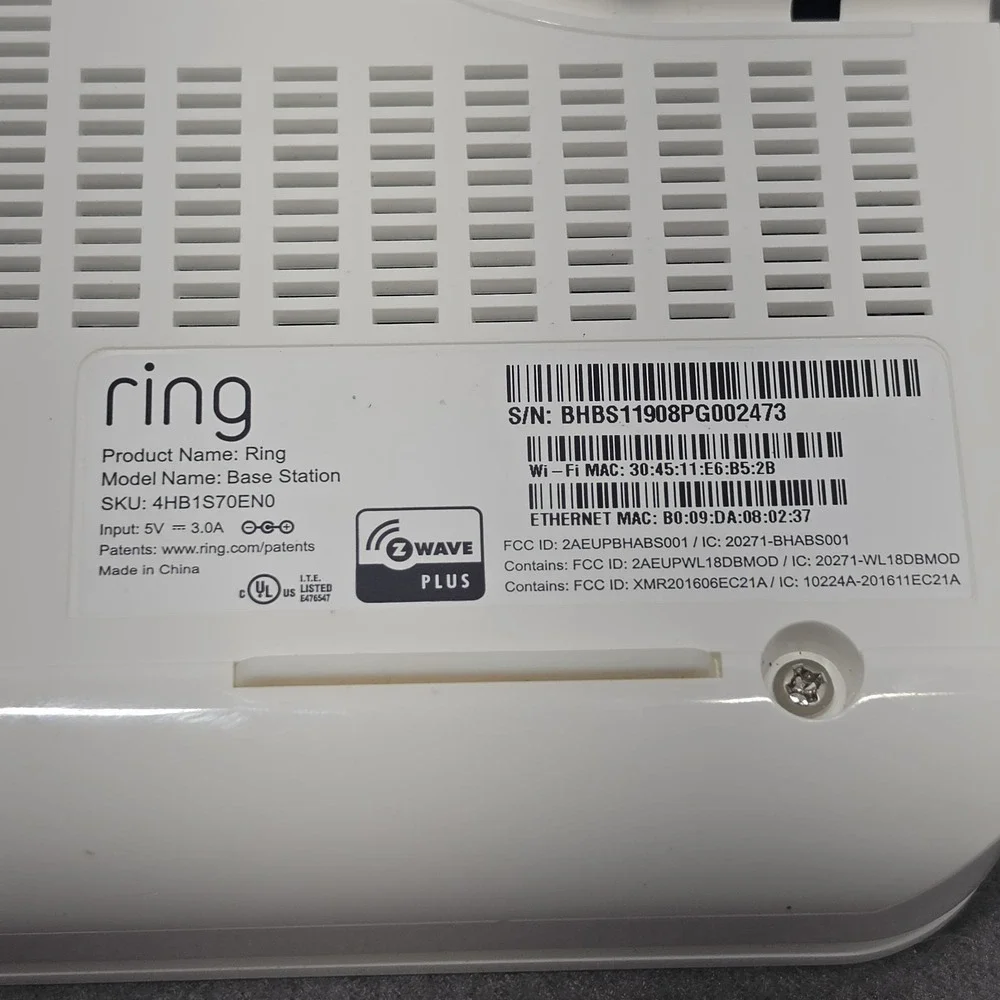 Ring Alarm Home Security System Base Station 4HB1S70EN0 UNKNOWN REGISTRATION J